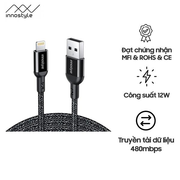 Cáp Innostyle Powerflex USB-A to Lightning MFI 1.5m