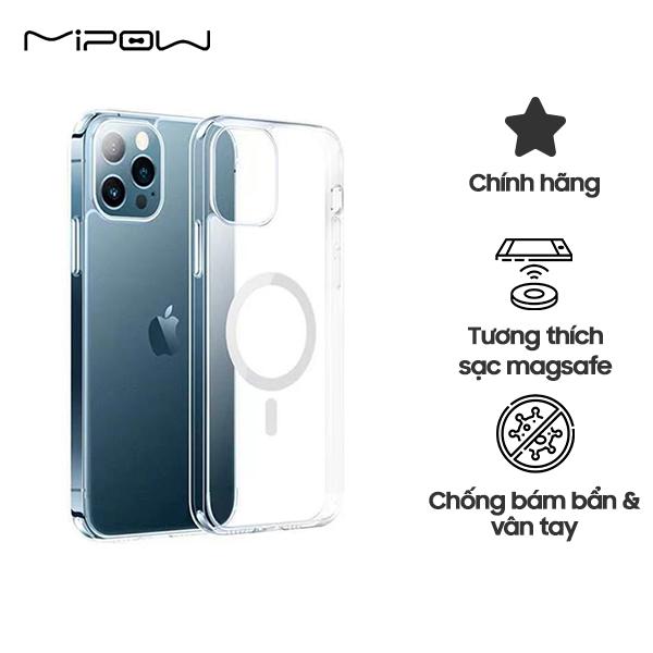 Ốp lưng Magsafe Trong Suốt Mipow Tempered Glass iPhone 12 Pro Max