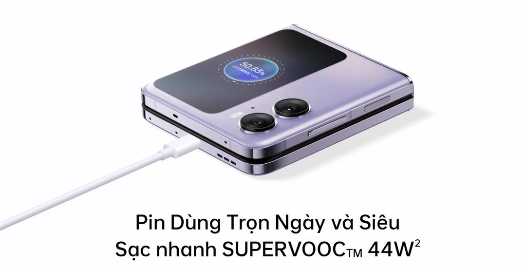 Oppo Find N2 Flip 5G có viên pin lớn dùng ngày dài
