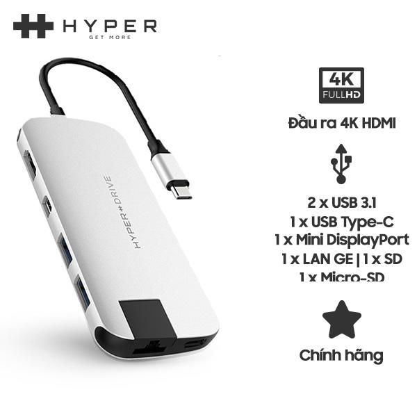 Cổng chuyển HYPERDRIVE SLIM 8 in 1 USB-C - Hàng Chính Hãng Nguyên Hộp