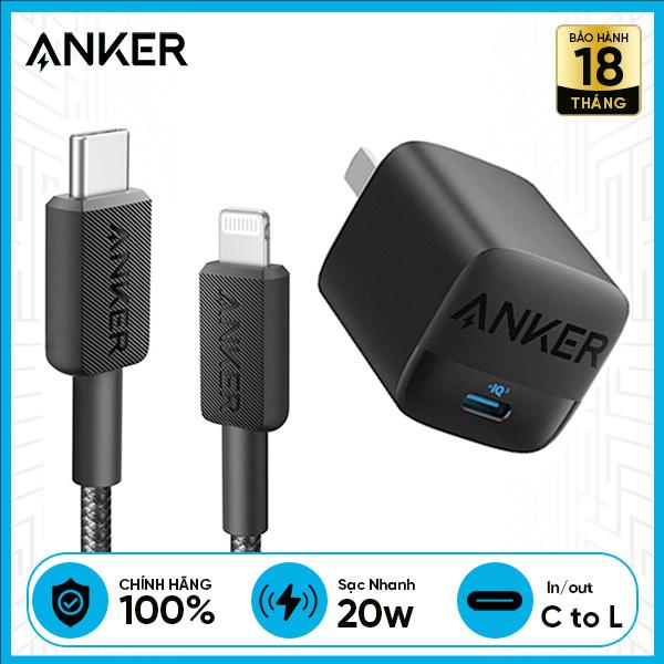 Combo Củ Cáp Sạc ANKER Lightning 20W (A2639 | A81B5)