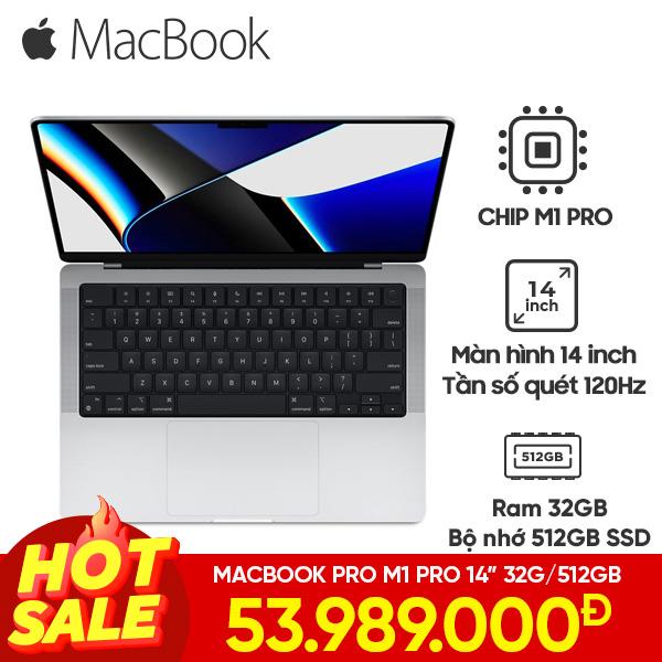 MacBook Pro 2021 14 Inch Chip M1 Pro 10CPU | 16GPU | 32GB | 512GB SSD Chính Hãng (Z15G001MP, Z15J001N0)
