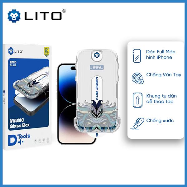 Miếng Dán Cường Lực LITO D+ ESD Trong Suốt Kèm Khung Trợ Dán Cho iPhone