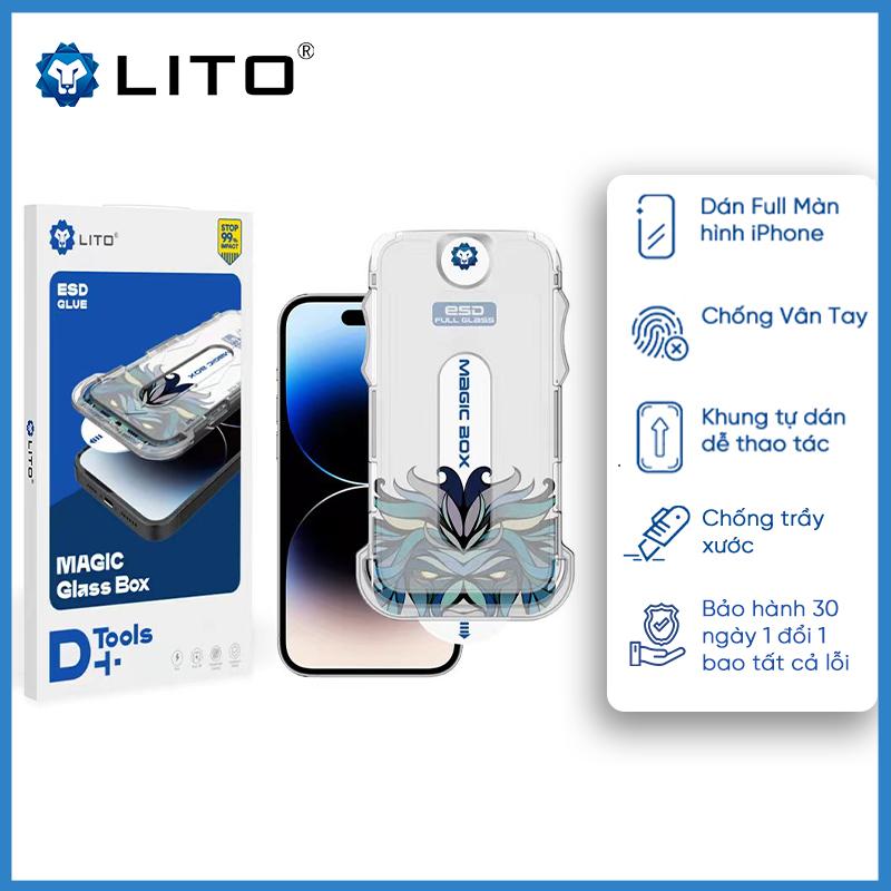 Miếng Dán Cường Lực LITO D+ ESD Trong Suốt Kèm Khung Trợ Dán Cho iPhone