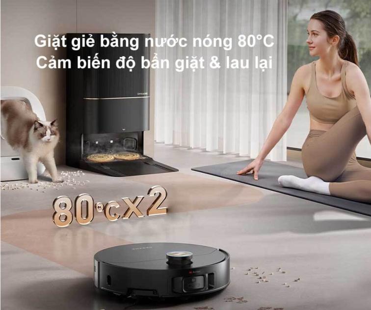 Giặt giẻ lau bằng nước nóng 80°C
