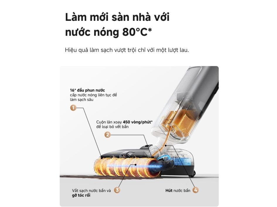 Làm mới sàn nhà với nước nóng 80 độ C