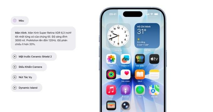 Màn hình 6,3 inch sắc nét