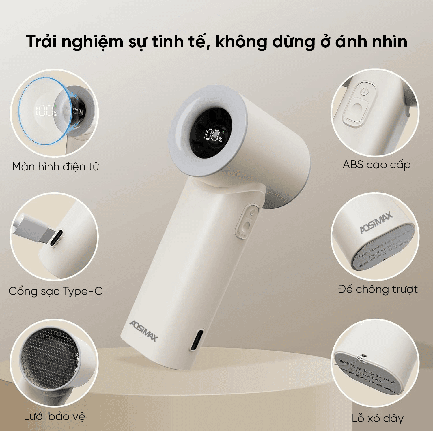 Quạt Mini Cầm Tay AOSIMAX Mini Turbo N610 3000mAh Chính Hãng