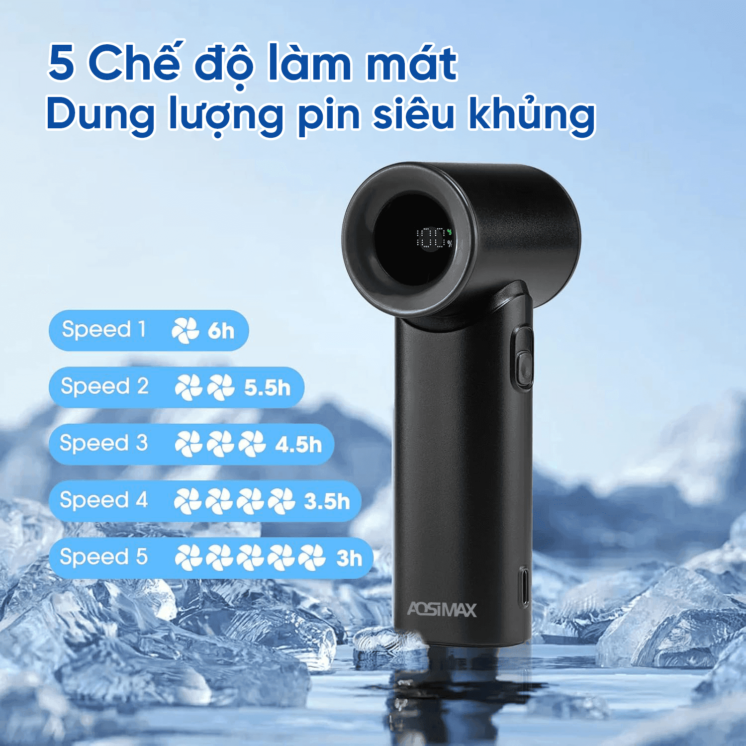 Quạt Mini Cầm Tay AOSIMAX Mini Turbo N610 3000mAh Chính Hãng