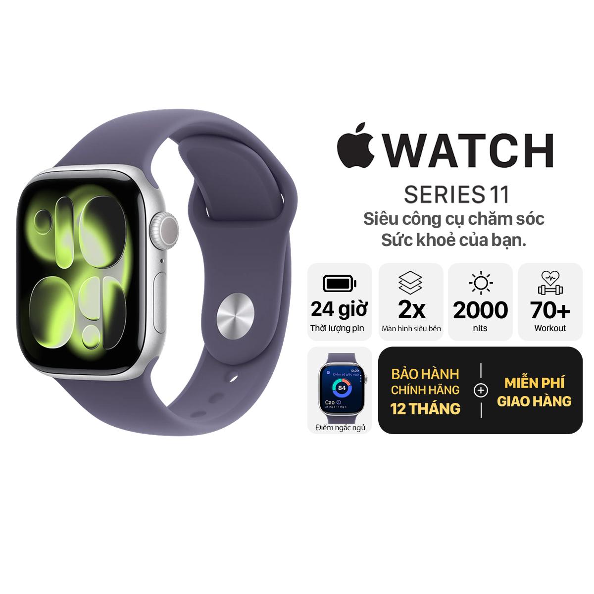 Apple Watch Series 11 42mm GPS Viền Nhôm Dây Cao Su Chính Hãng Apple Việt Nam