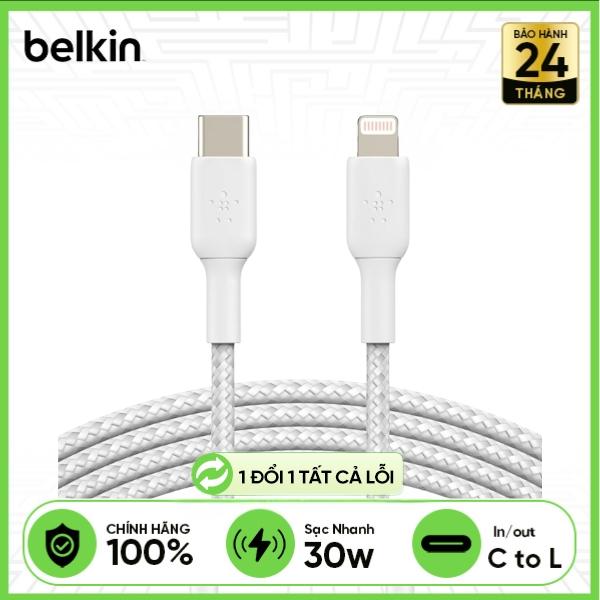 Cáp BELKIN Type-C To Lightning MFI 30W 1m Vỏ Dù (CAA004)