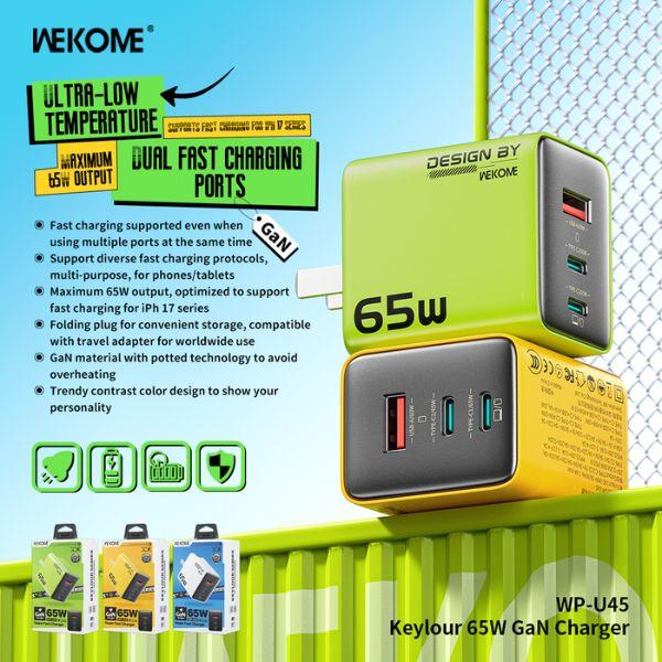 Củ Sạc WEKOME WP-U45 GaN 65W 2C+A