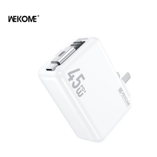Bộ Sạc Kèm Cáp Dây Rút WEKOME WP-U42 GaN 45W Type-C 1C Chân Gập