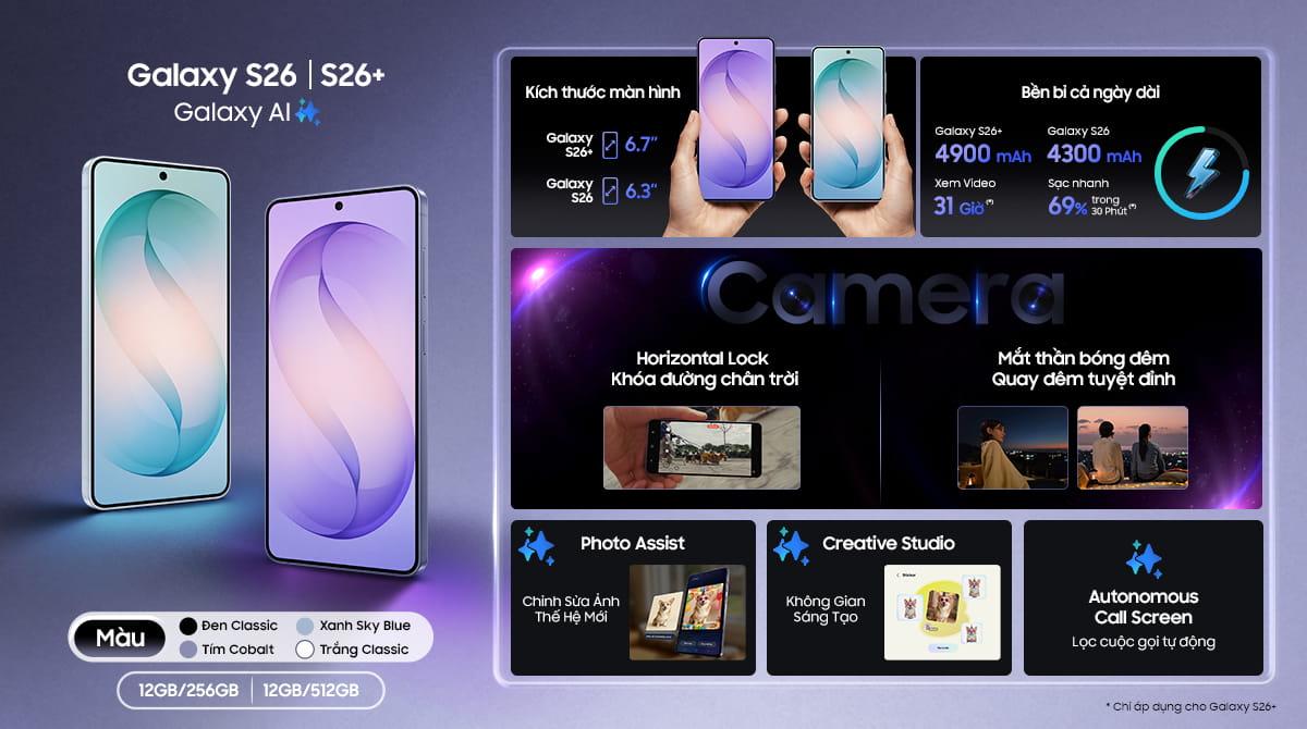 Samsung Galaxy S26 12GB/256GB Chính Hãng - BHĐT