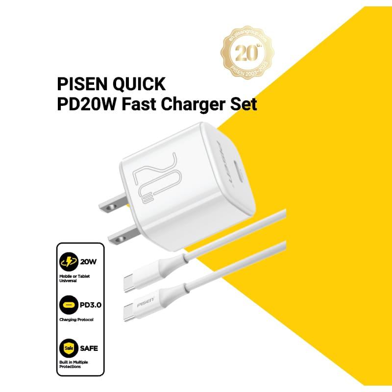 Bộ Sạc Pisen Quick 20W C To C Chính Hãng