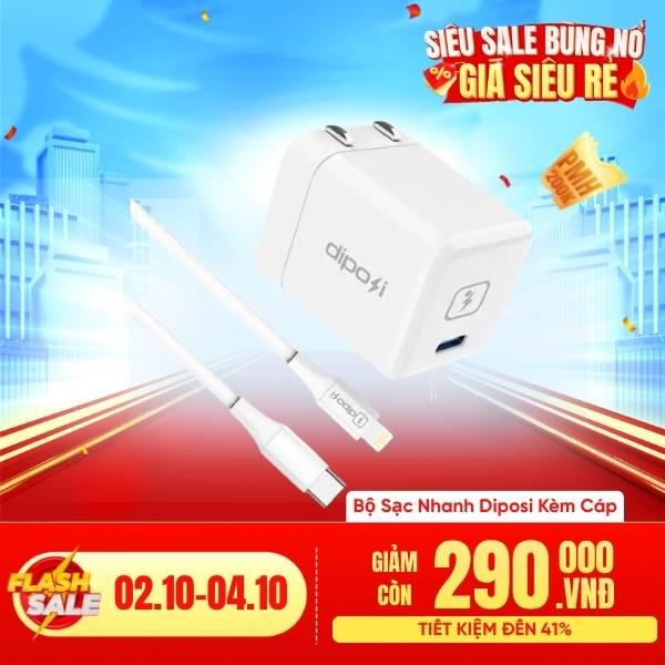 Bộ Sạc Nhanh Diposi Kèm Cáp C-Lightning PD20W Chính Hãng
